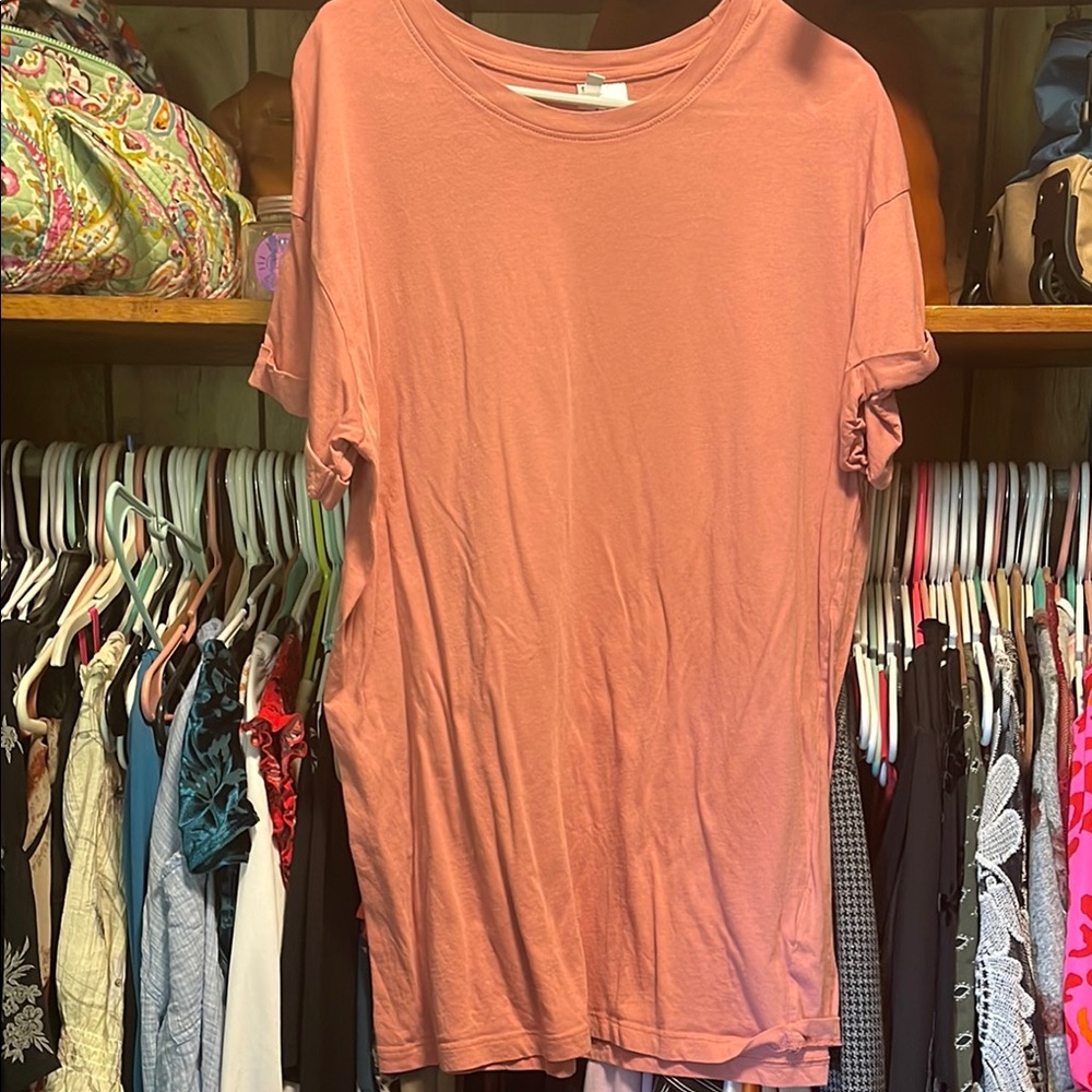 H&M Pink Relaxed Crew Neck T-Shirt